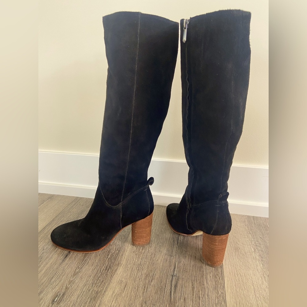 Sam Edelman Black Suede Knee-High Boots